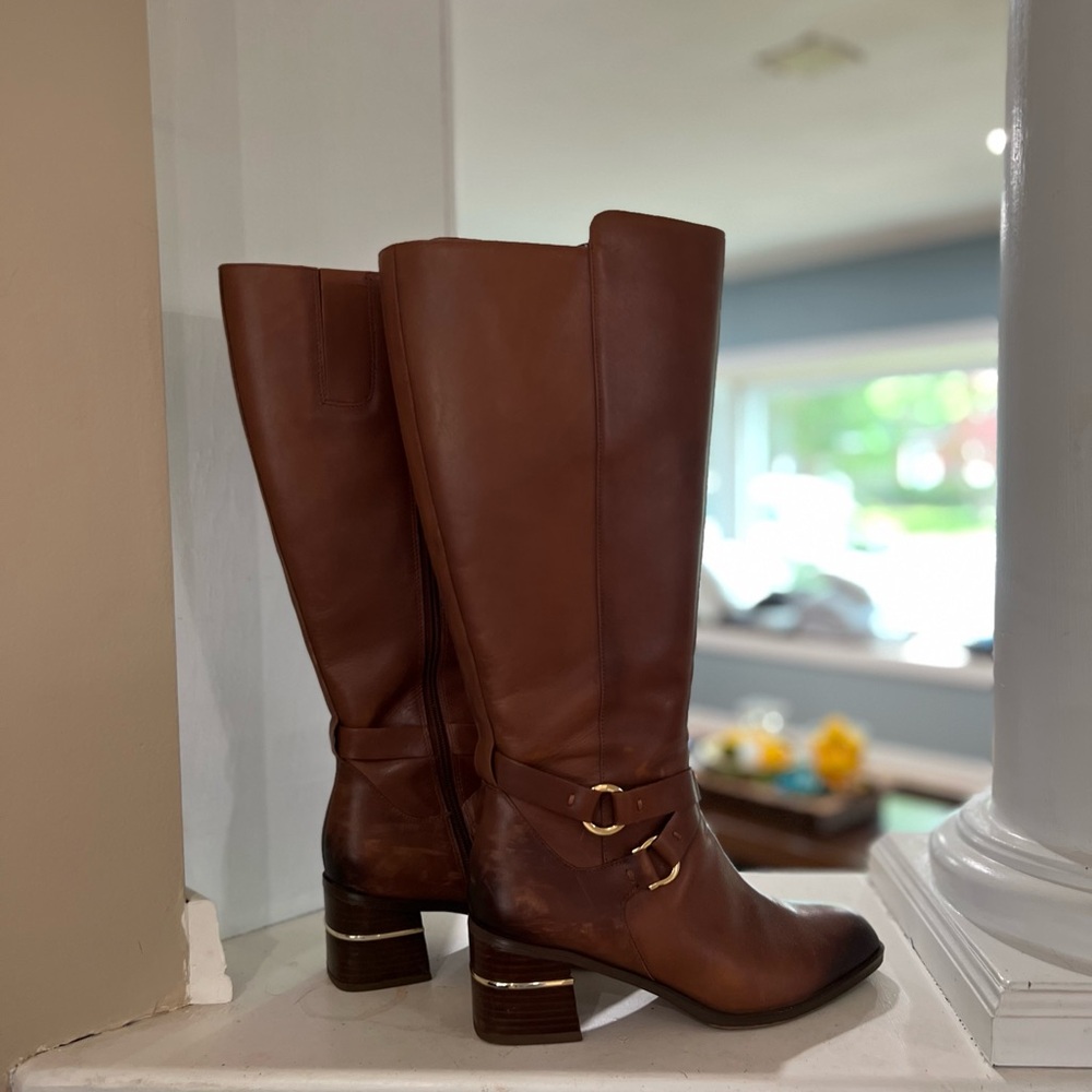 Brown Leather Knee-High Boots
